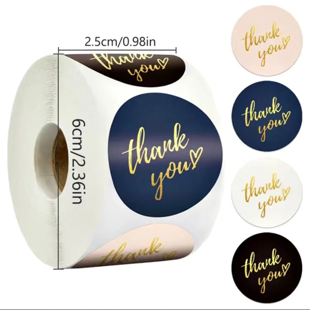 1 roll 500 pc thank‎ you stickers